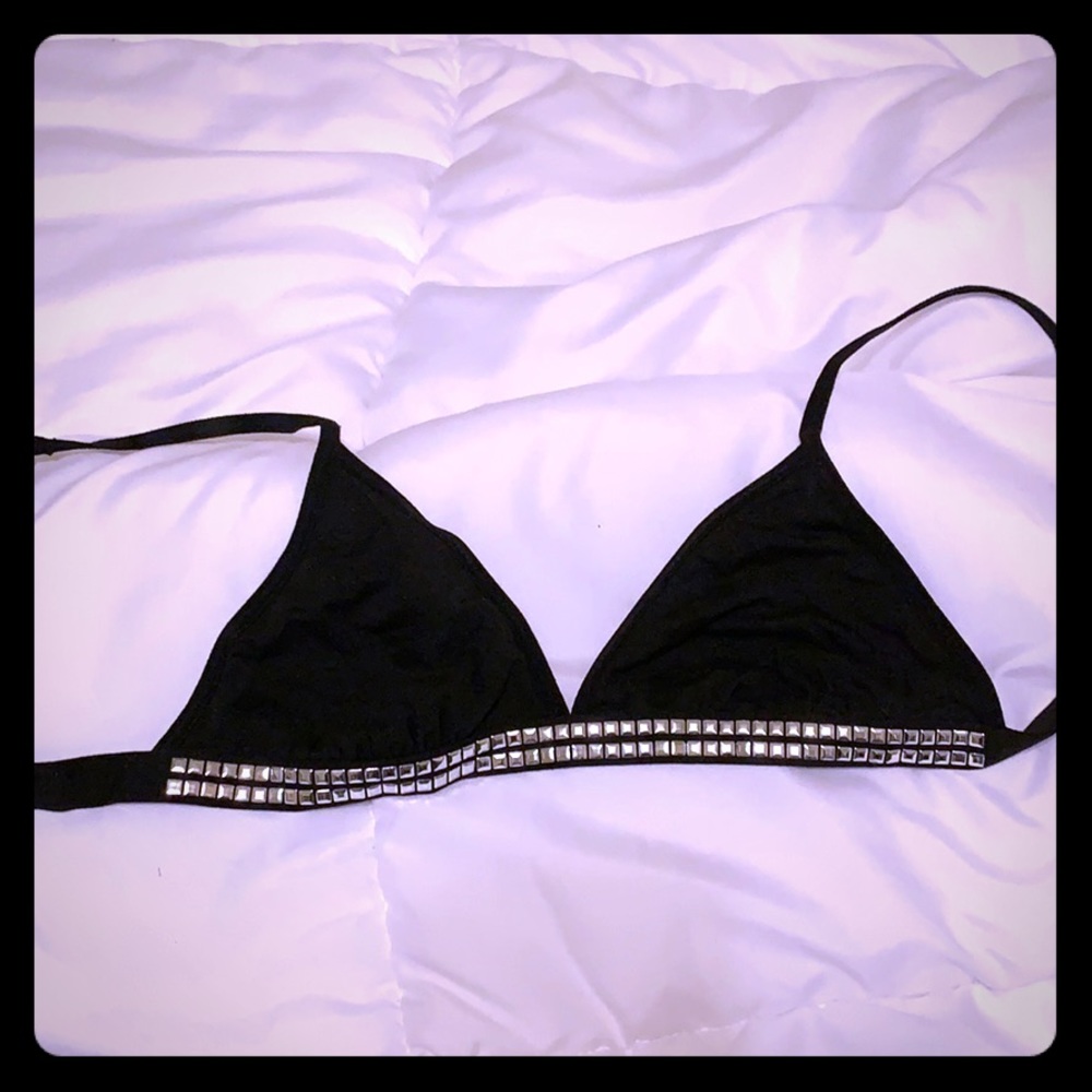 Black studded bra or swim top